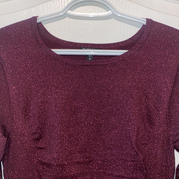NWT- PLUM RUCHED GLITTER DRESS - Picture 7 of 13
